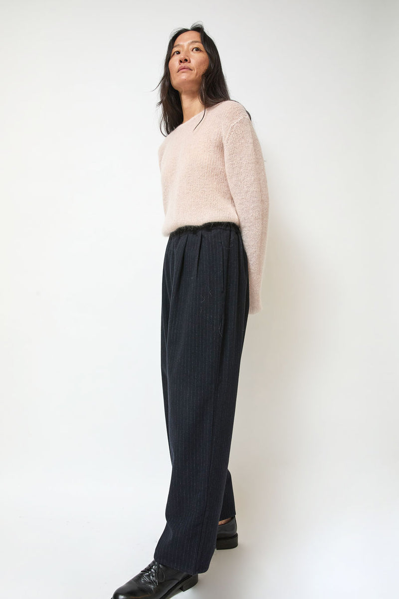 Eleph Luce Trouser in Black Pinstripe