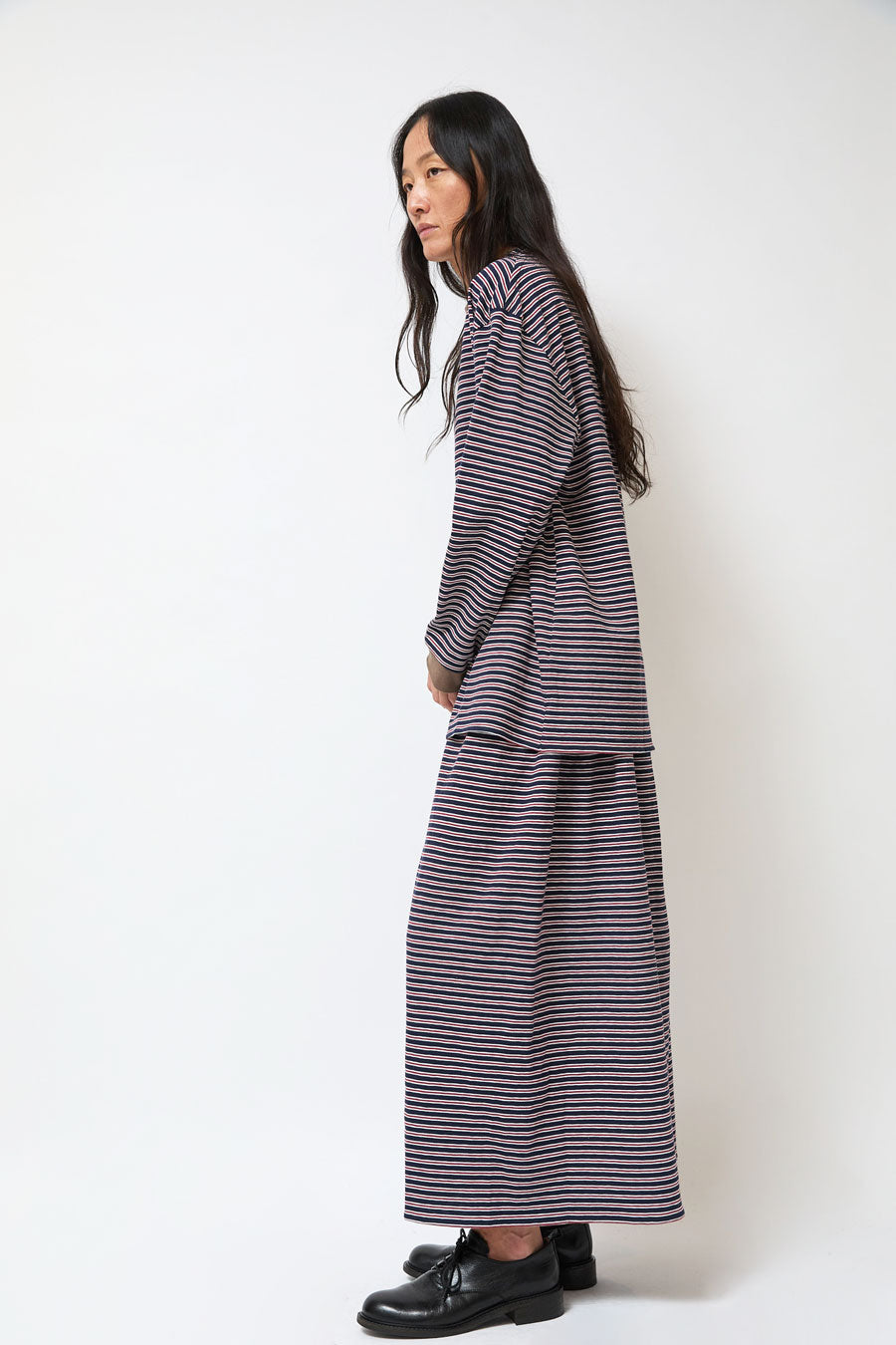 Eleph Oma Skirt in Navy and Red Stripe