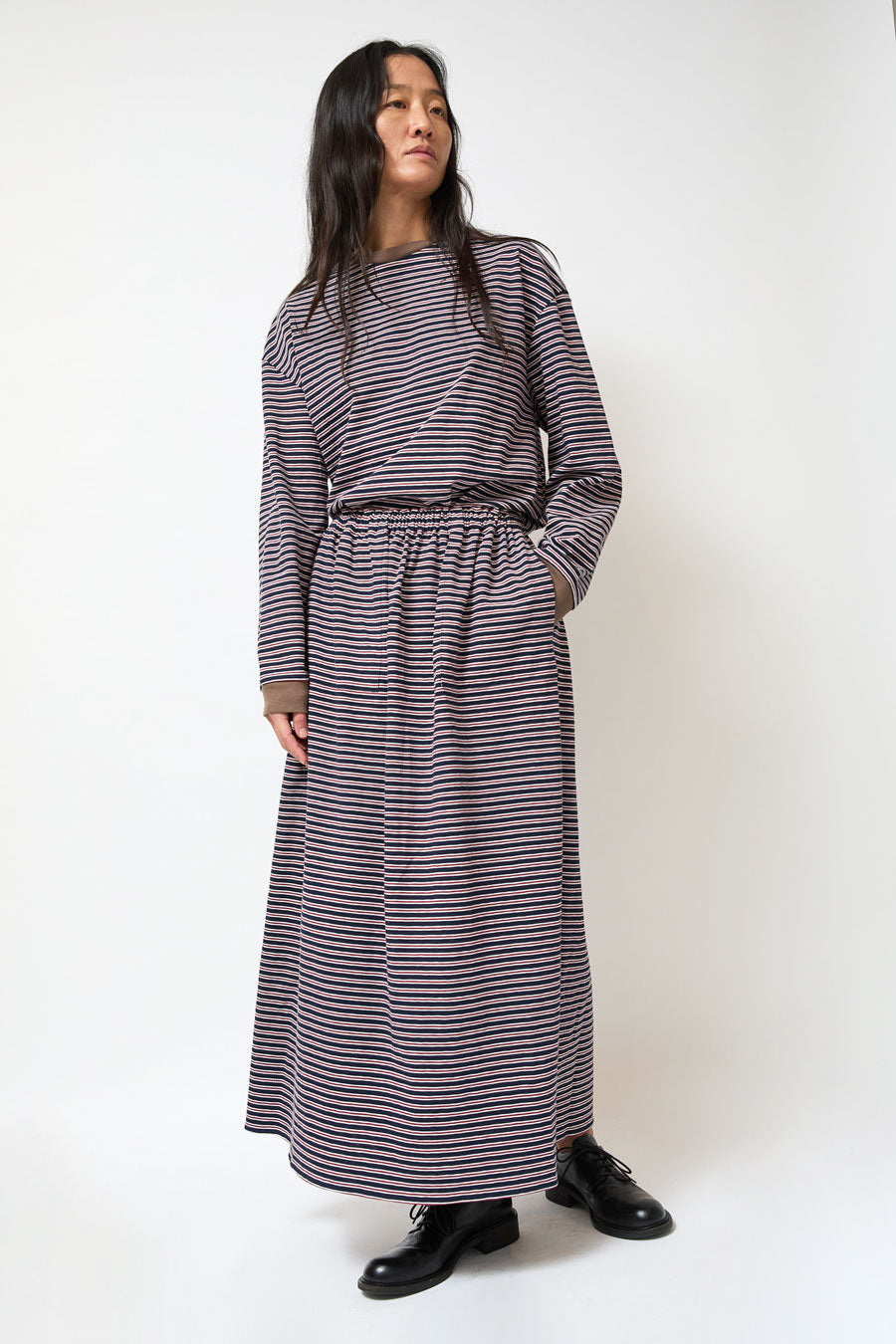 Eleph Oma Skirt in Navy and Red Stripe