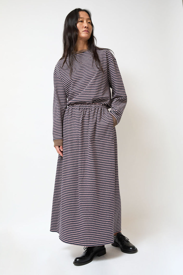 Eleph Oma Skirt in Navy and Red Stripe