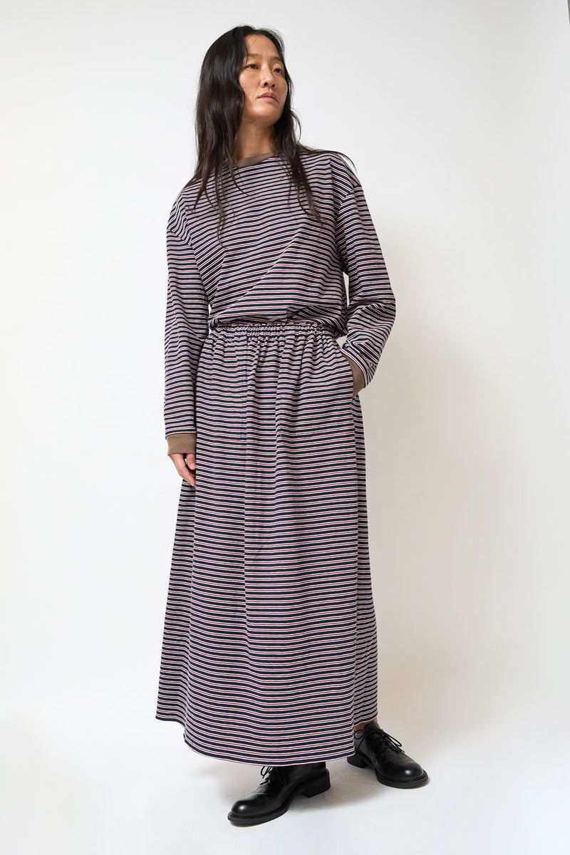Eleph Oma Skirt in Navy and Red Stripe