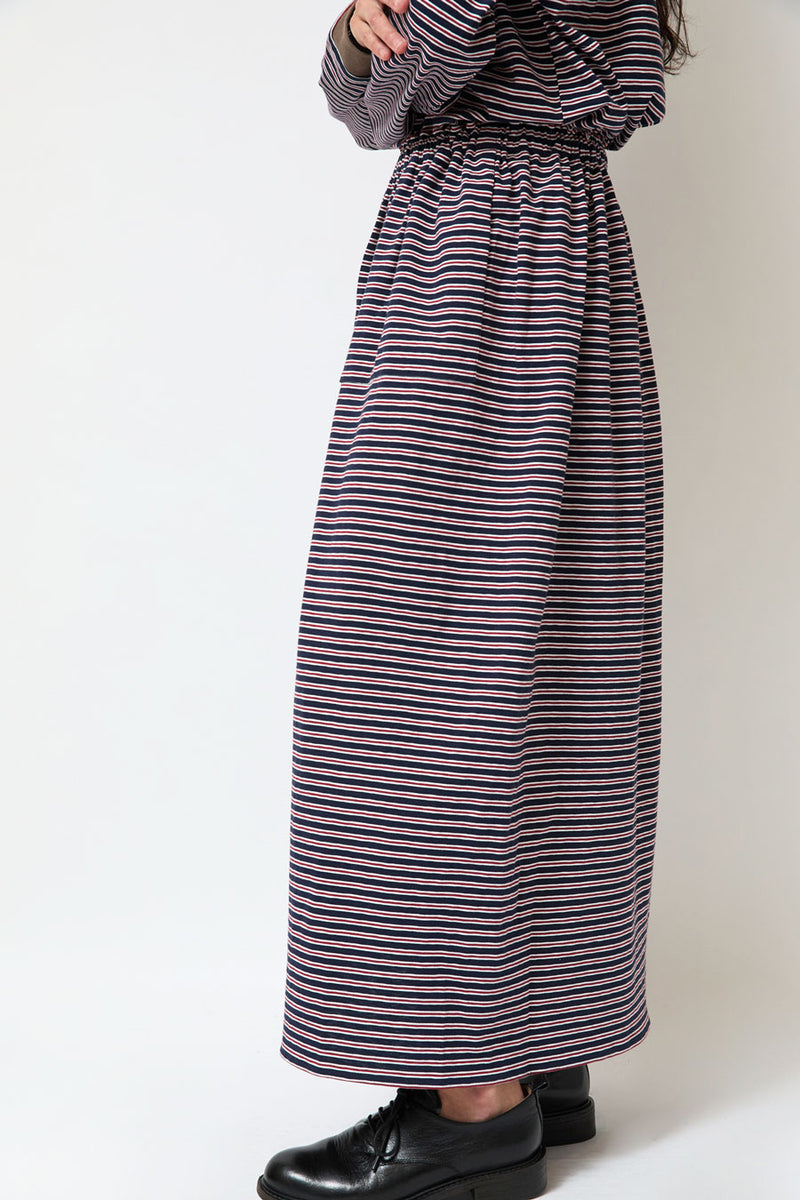 Eleph Oma Skirt in Navy and Red Stripe