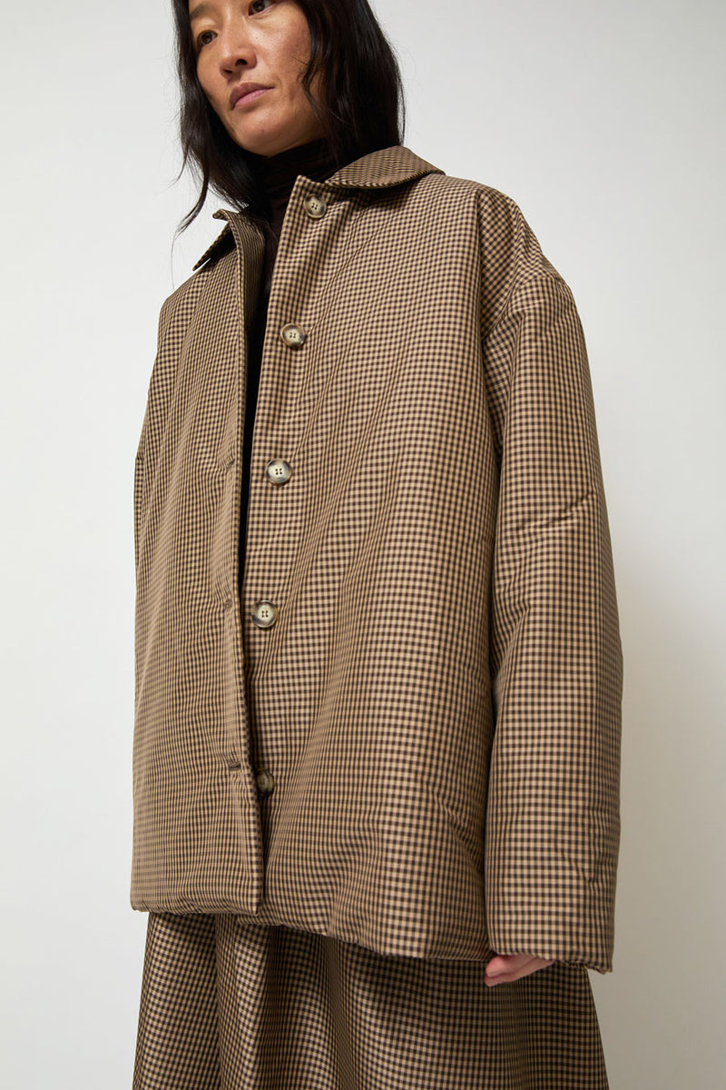 Eleph Small Puff Coat in Brown Check
