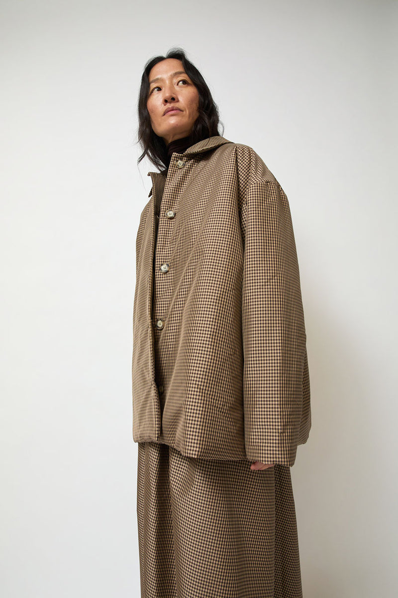 Eleph Small Puff Coat in Brown Check