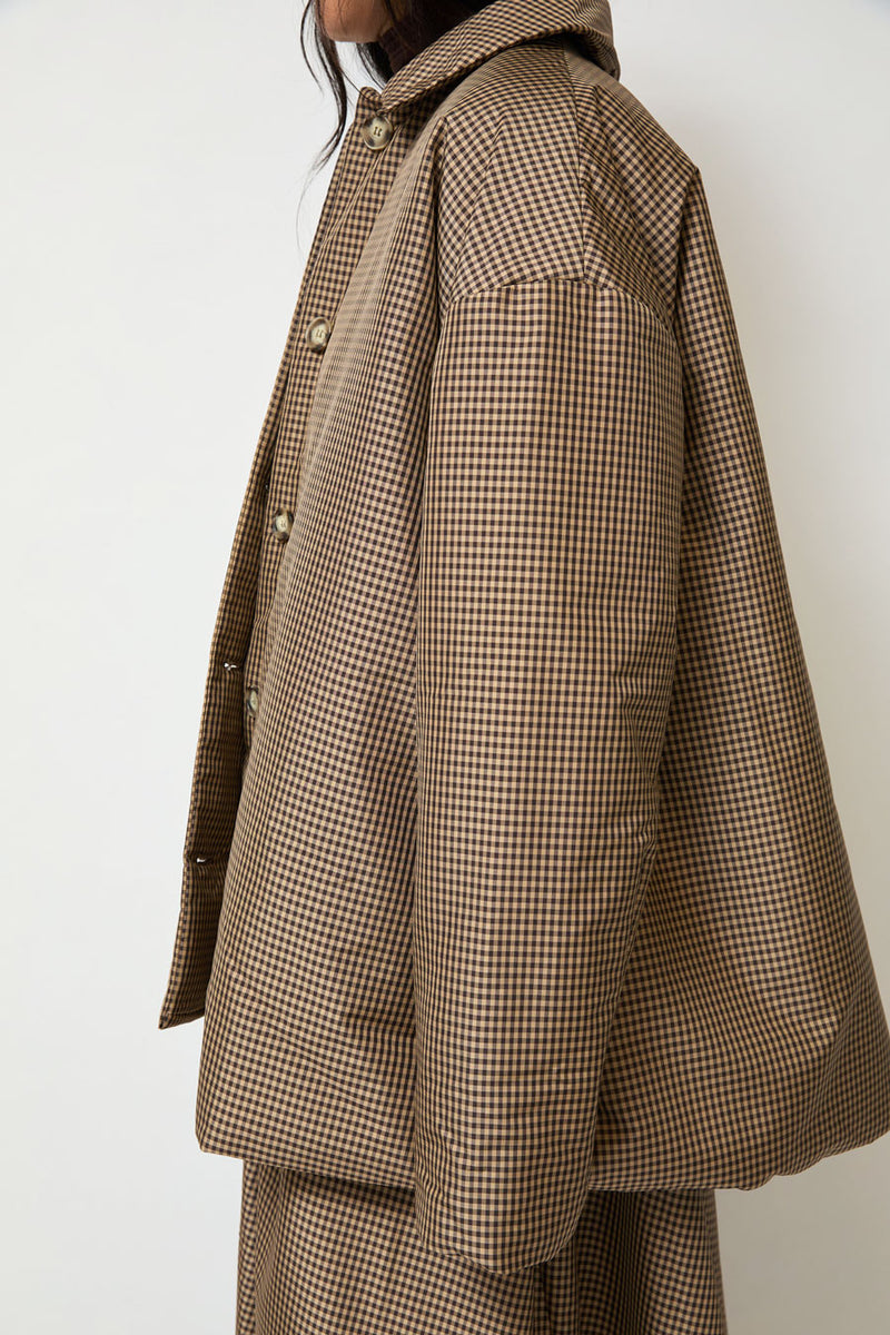 Eleph Small Puff Coat in Brown Check