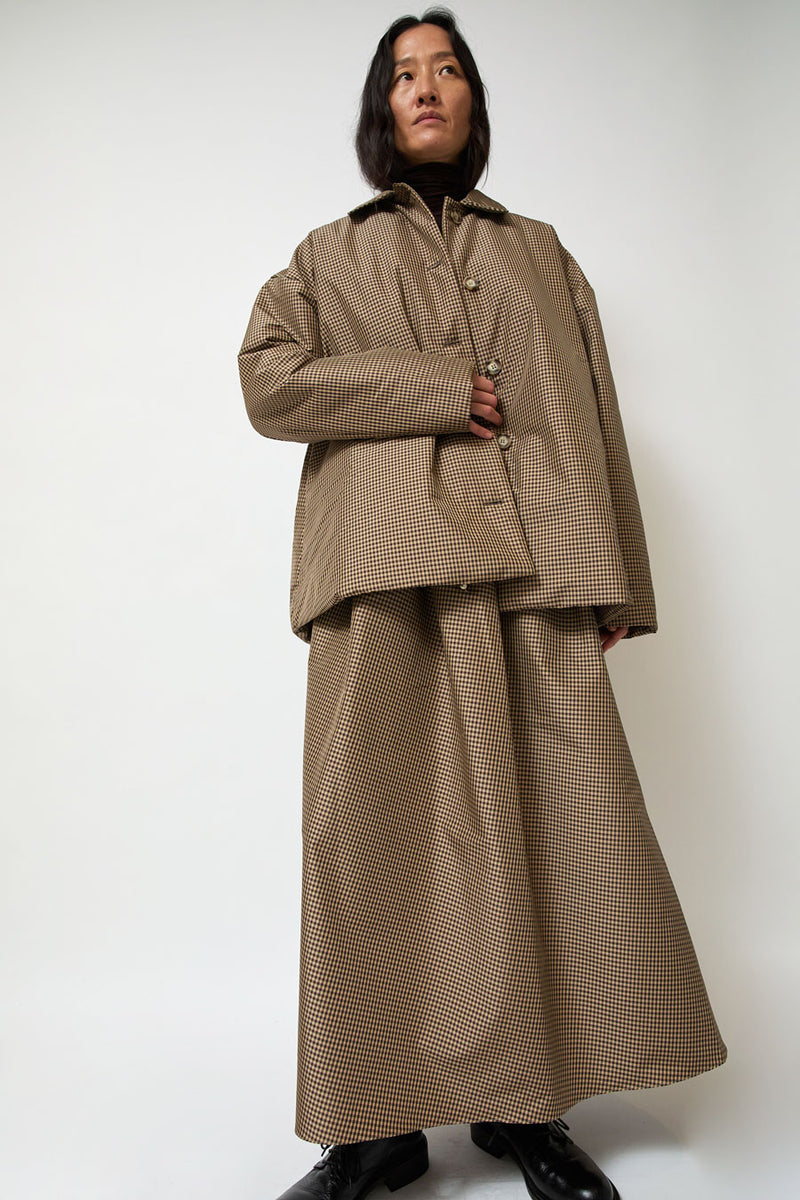 Eleph Small Puff Coat in Brown Check