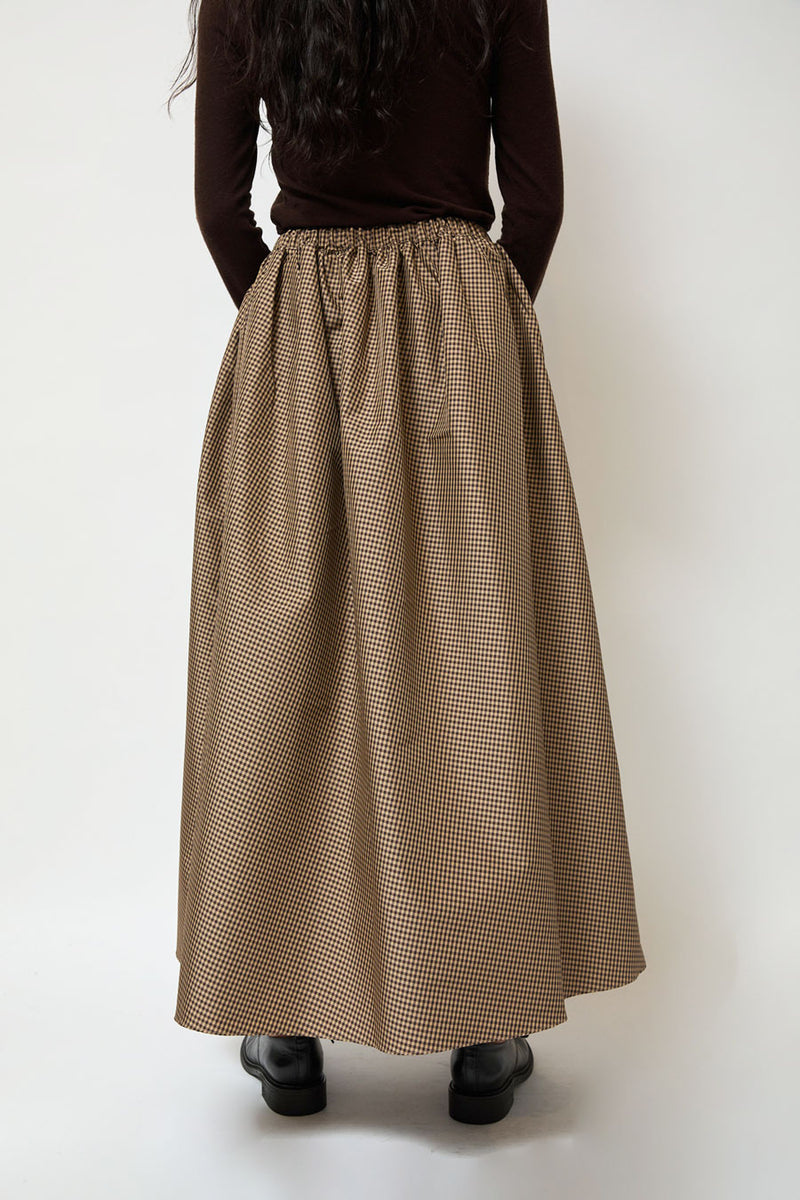 Eleph Wide Skirt in Brown Check