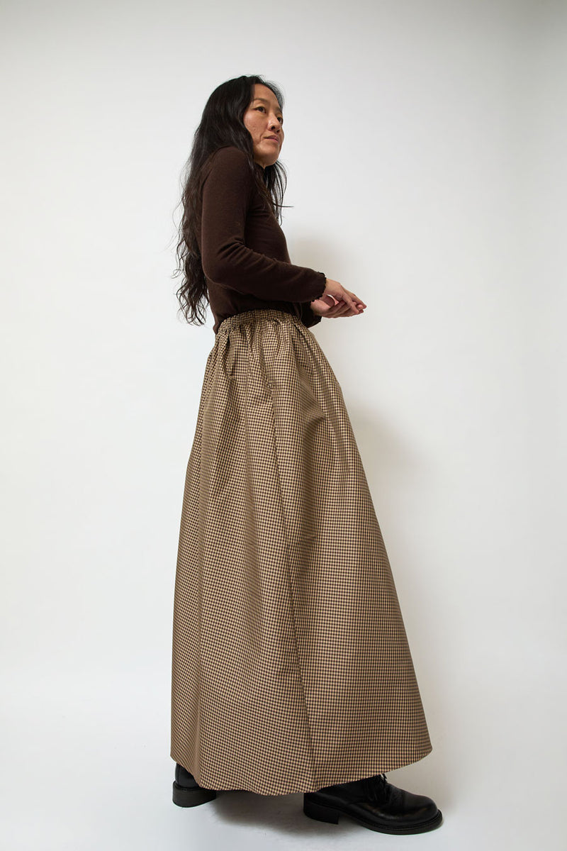 Eleph Wide Skirt in Brown Check