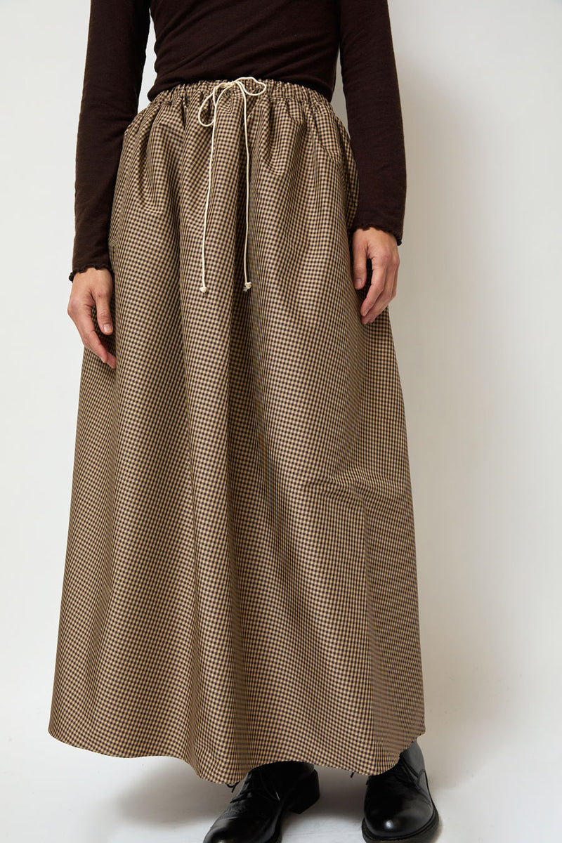 Eleph Wide Skirt in Brown Check