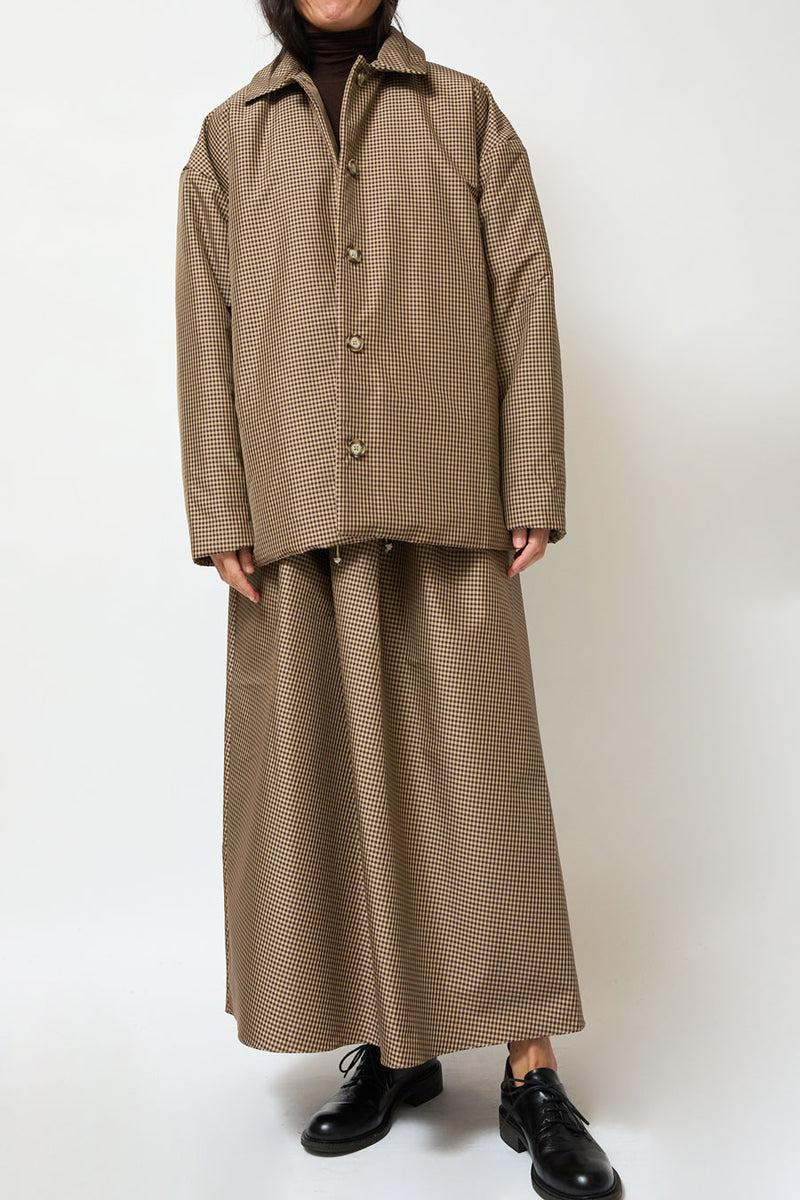 Eleph Wide Skirt in Brown Check