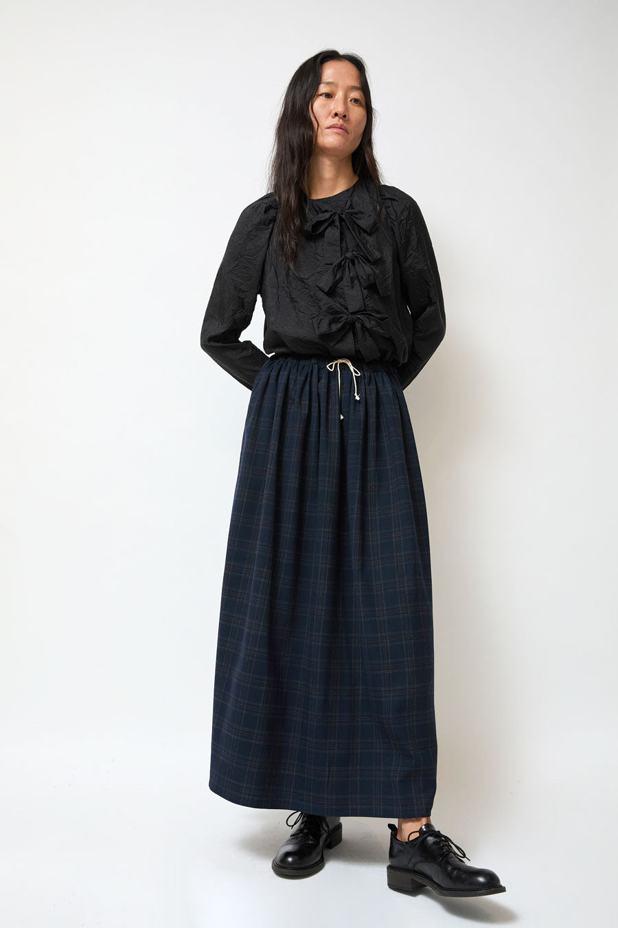Eleph Wide Skirt in Navy Check