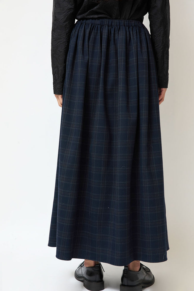 Eleph Wide Skirt in Navy Check