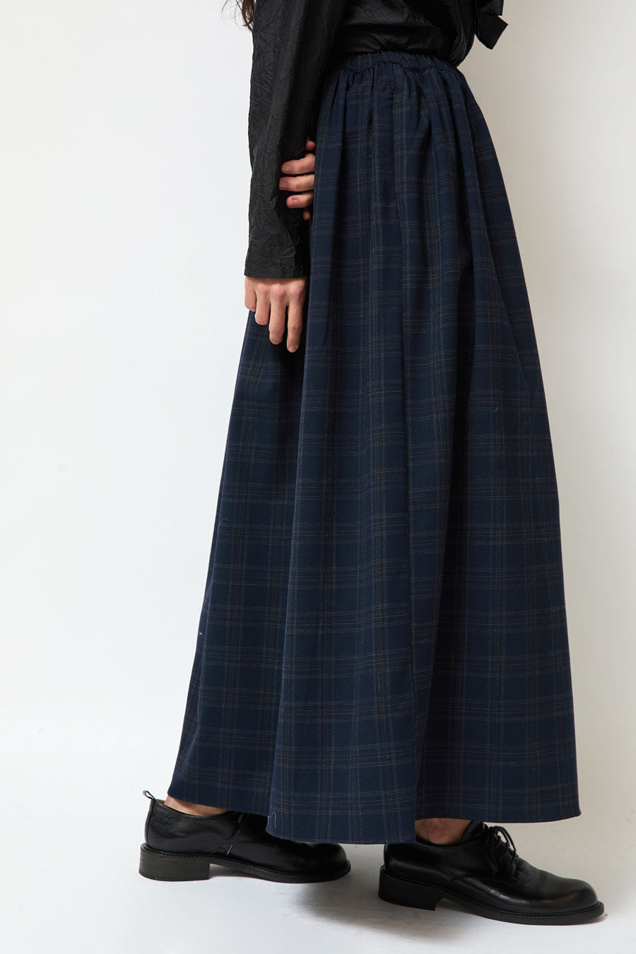 Eleph Wide Skirt in Navy Check