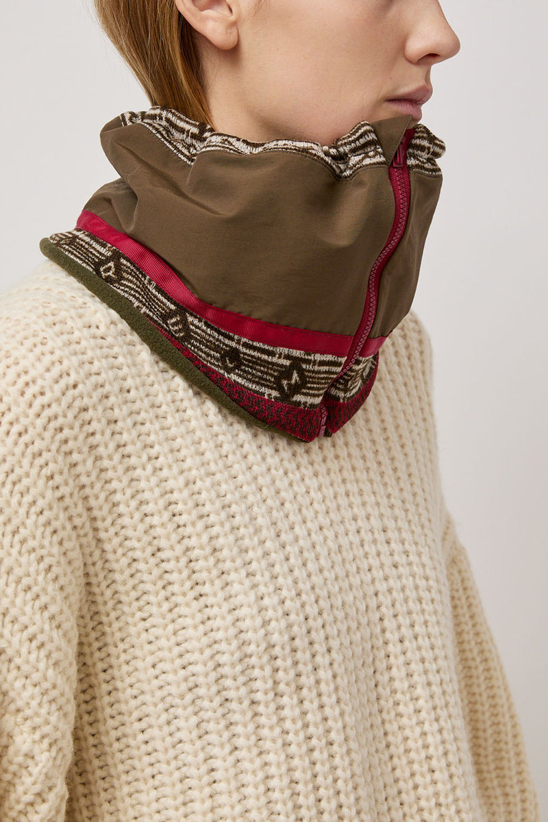 Elmer Fleece Reversible Neck Warmer in Khaki and Print