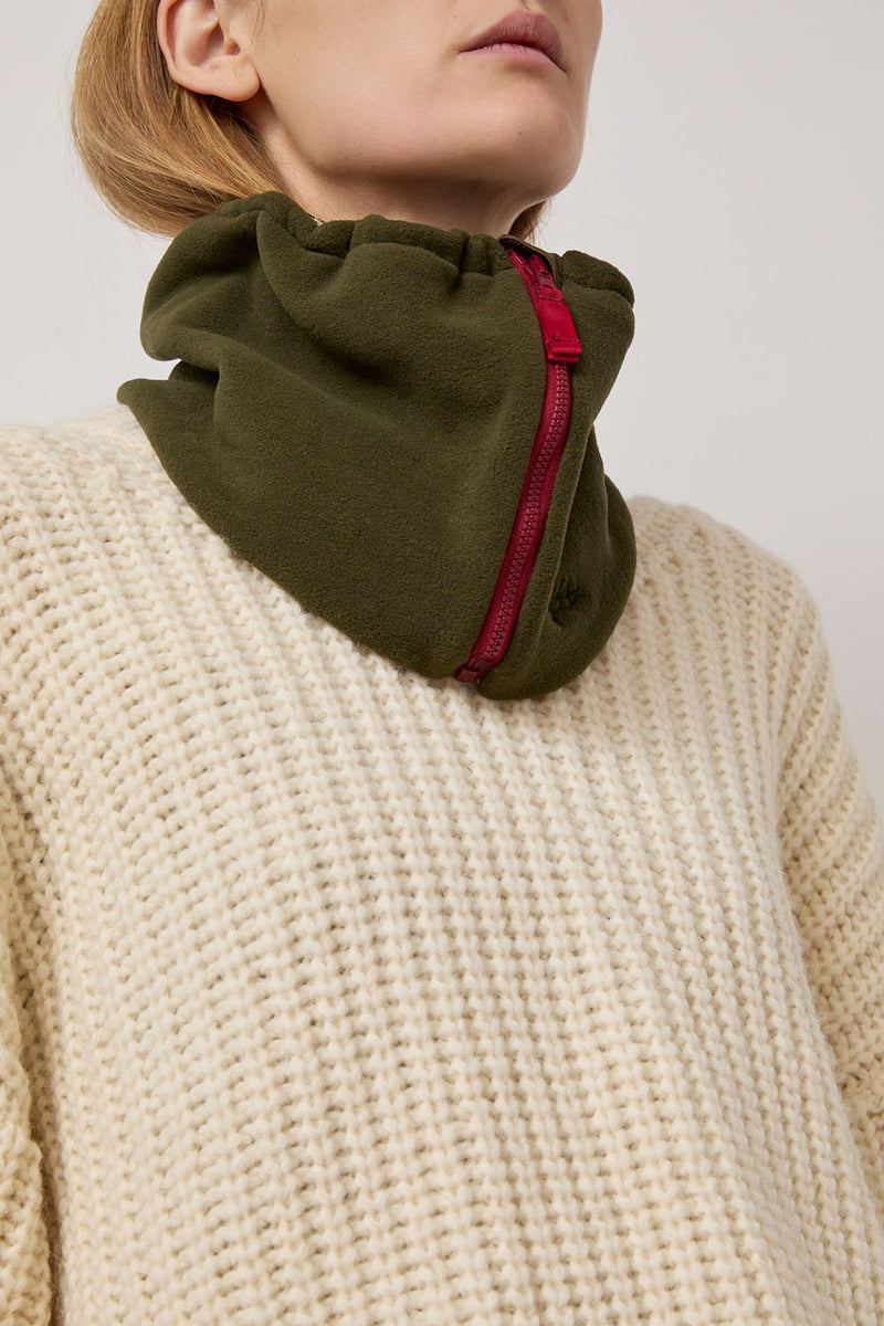 Elmer Fleece Reversible Neck Warmer in Khaki and Print