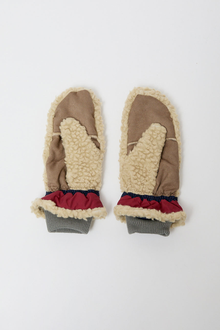 Elmer Teddy Mitten in Beige and Wine