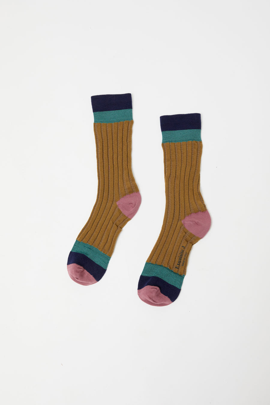 Exquisite J Colorblock Socks in Mustard