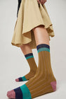 Exquisite J Colorblock Socks in Mustard