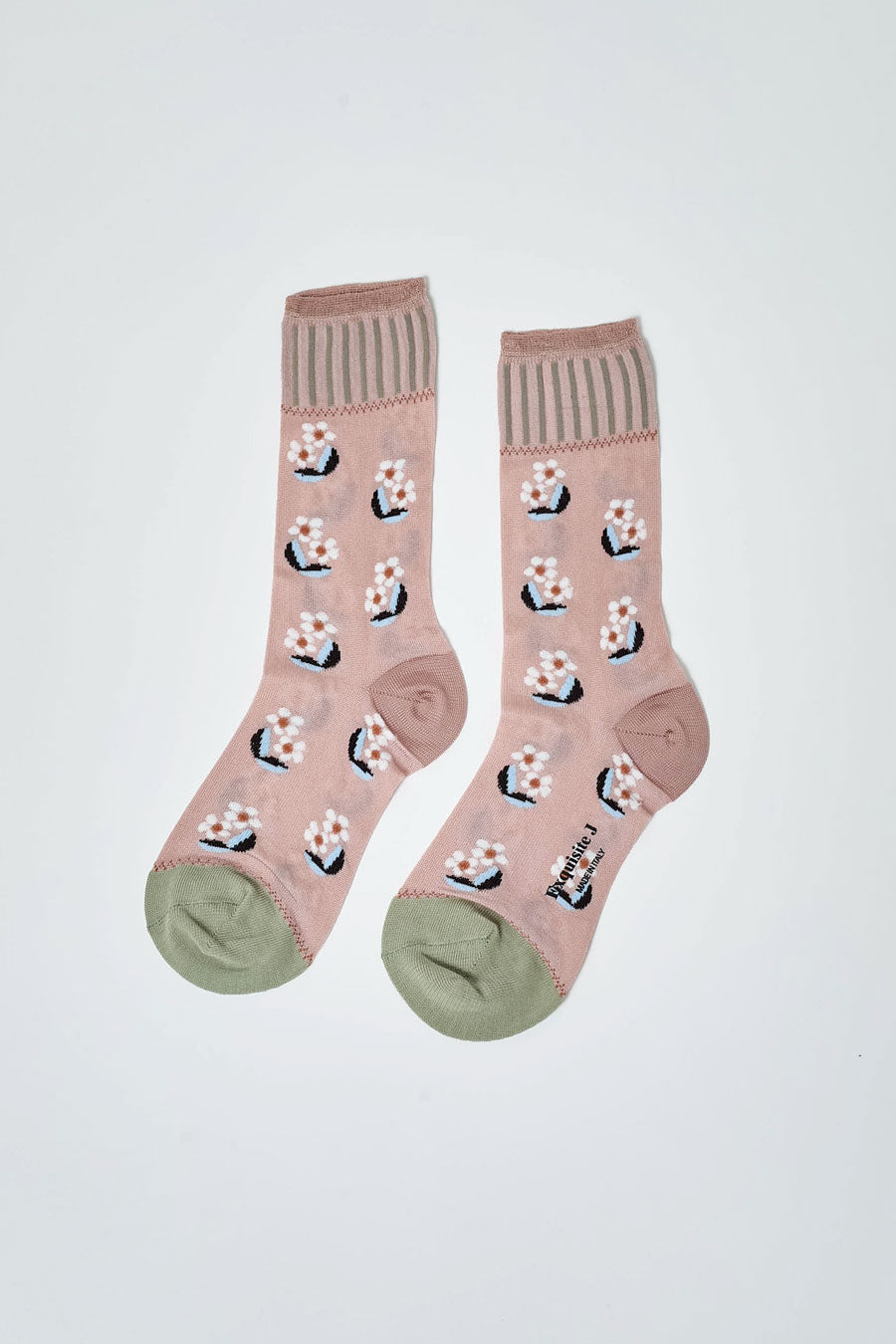 Exquisite J Deco Flowers Socks in Pink
