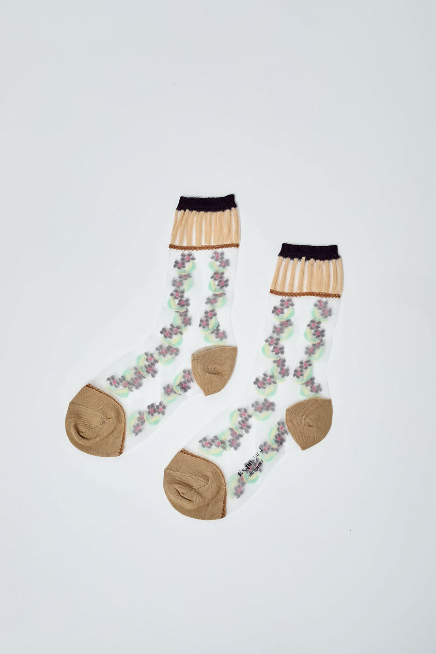Exquisite J Deco Flowers Socks in Sheer