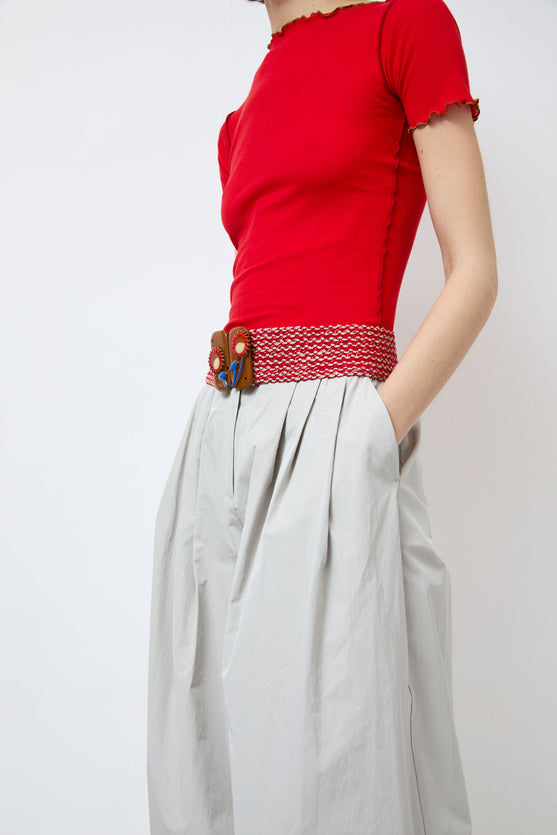 Exquisite J Enamel Daisy Belt in Red