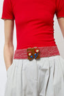 Exquisite J Enamel Daisy Belt in Red