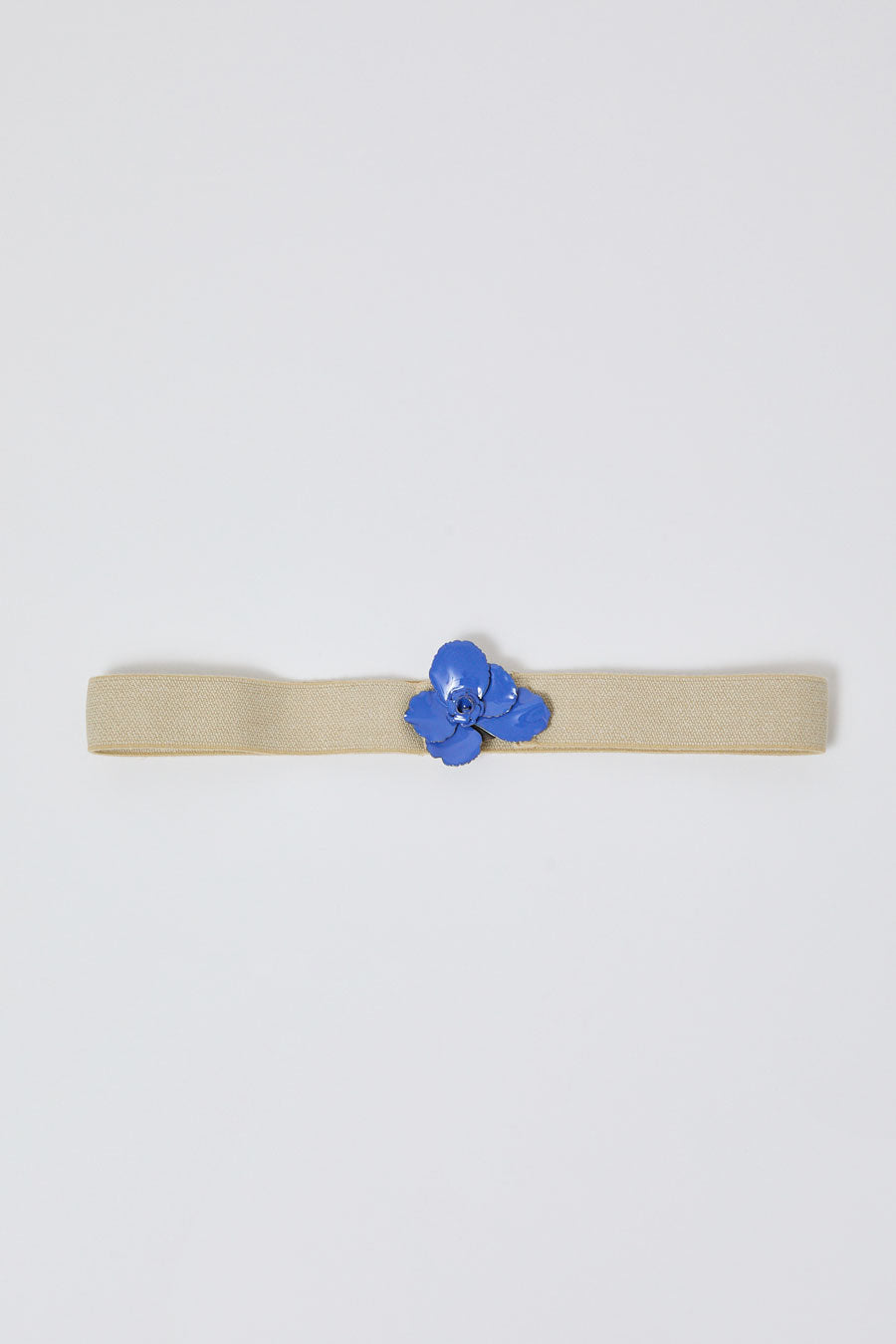 Exquisite J Enamel Flower Belt in Blue and Linen