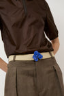 Exquisite J Enamel Flower Belt in Blue and Linen