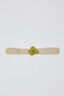 Exquisite J Enamel Flower Belt in Yellow and Linen