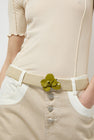 Exquisite J Enamel Flower Belt in Yellow and Linen