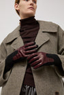 Exquisite J Gloves in Black with Bordeaux