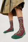 Exquisite J Graphic Socks in Bordeaux