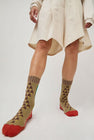 Exquisite J Graphic Socks in Khaki