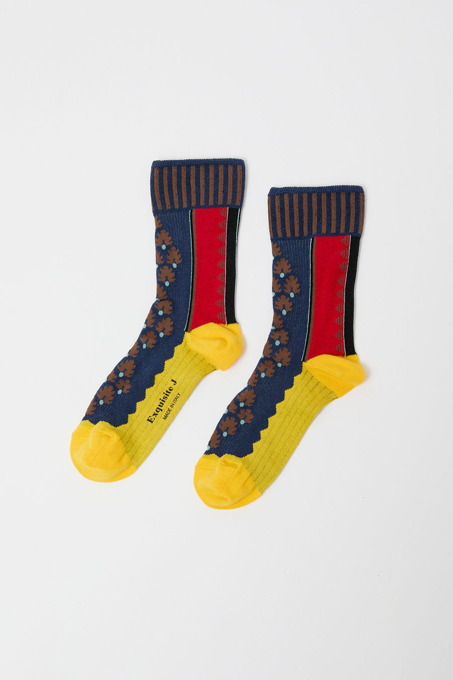 Exquisite J Graphic Socks in Navy