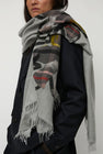 Exquisite J Hand Dyed Scarf with Flowers in Grey