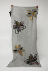 Exquisite J Hand Dyed Scarf with Flowers in Grey