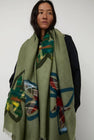 Exquisite J Hand Dyed Scarf with Flowers in Sage