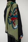 Exquisite J Hand Dyed Scarf with Flowers in Sage