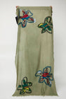 Exquisite J Hand Dyed Scarf with Flowers in Sage