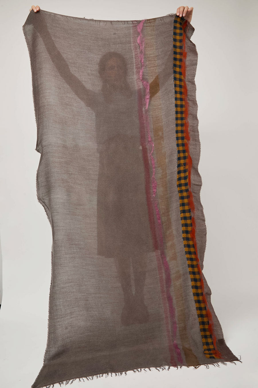 Exquisite J Hand Dyed Scarf with Stripes in Brown