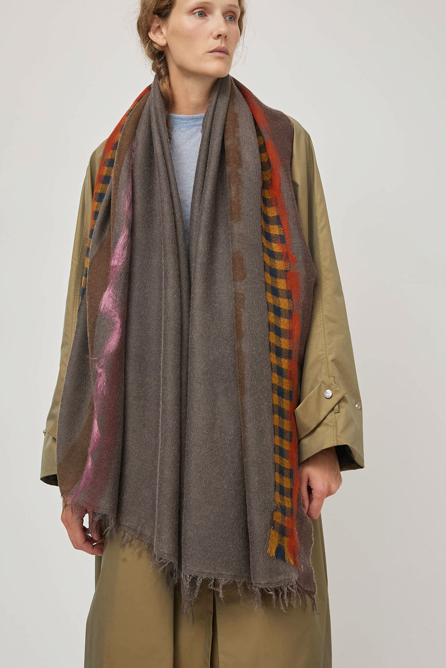 Exquisite J Hand Dyed Scarf with Stripes in Brown