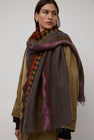 Exquisite J Hand Dyed Scarf with Stripes in Brown