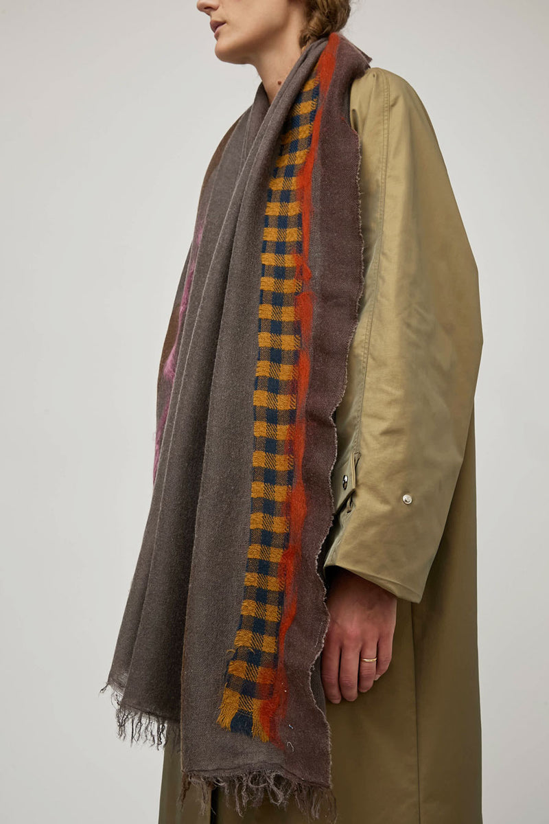 Exquisite J Hand Dyed Scarf with Stripes in Brown
