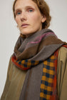 Exquisite J Hand Dyed Scarf with Stripes in Brown