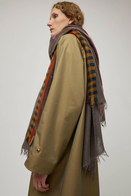 Exquisite J Hand Dyed Scarf with Stripes in Brown