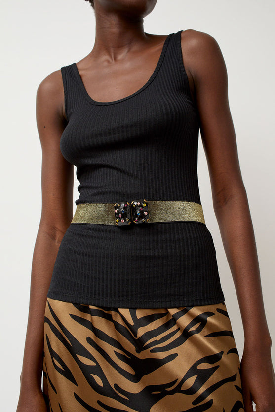 Exquisite J Micro Crystals Belt in Black