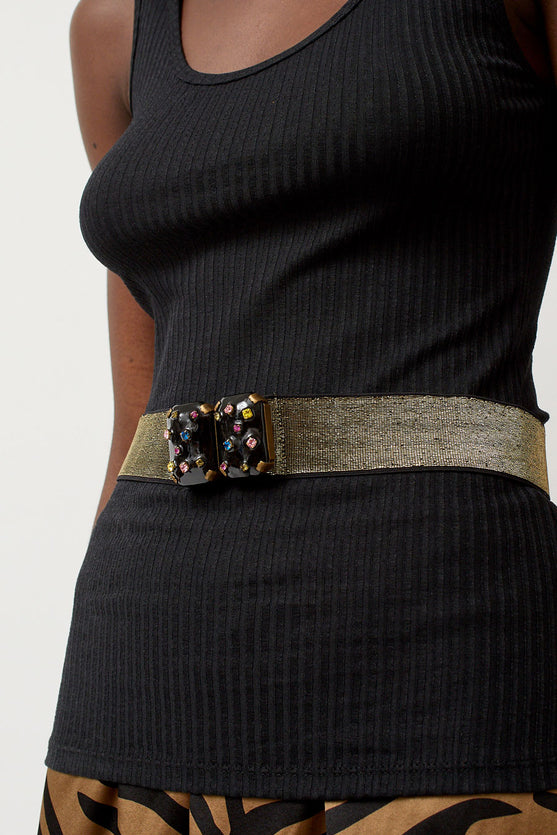 Exquisite J Micro Crystals Belt in Black