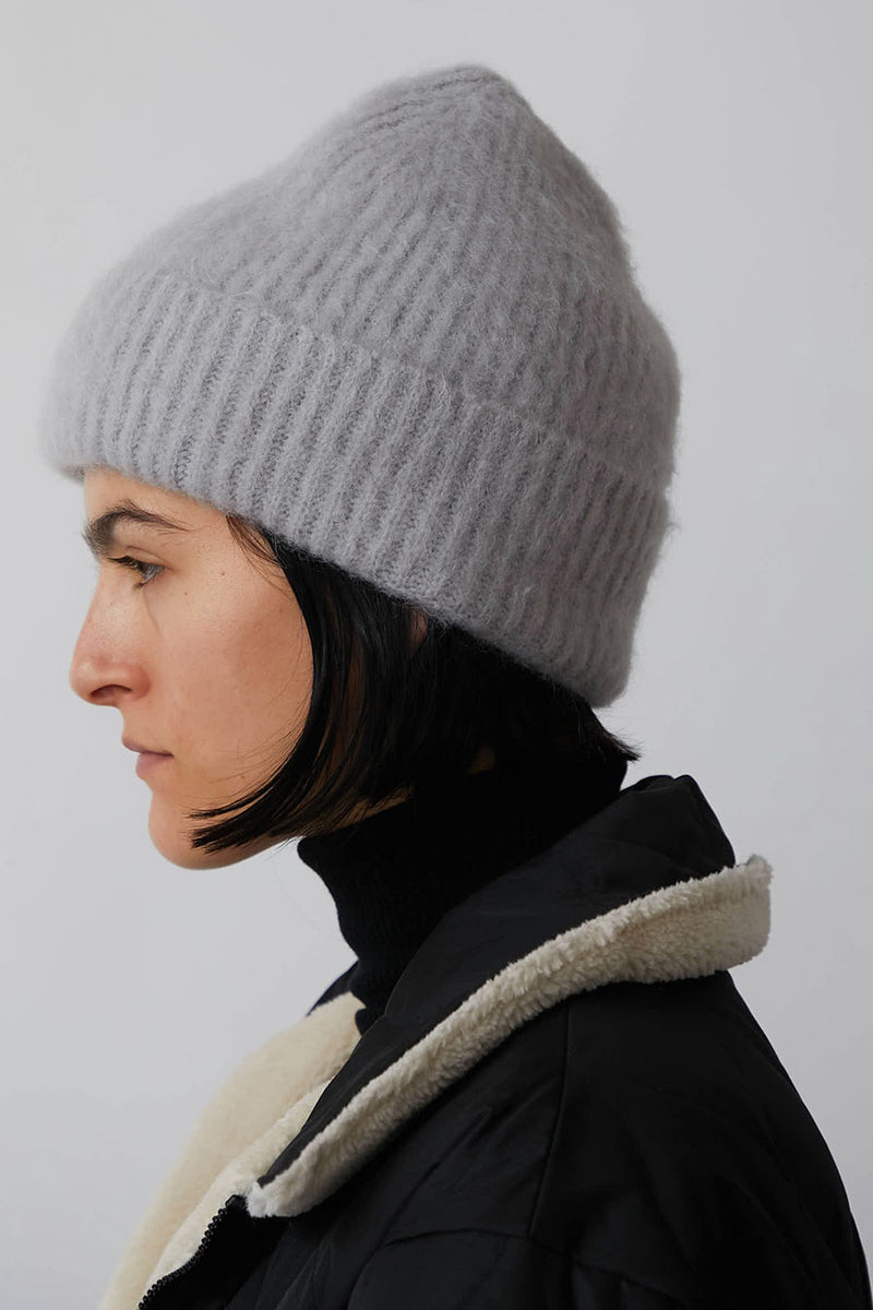 Exquisite J Mohair Beanie in Dove Grey