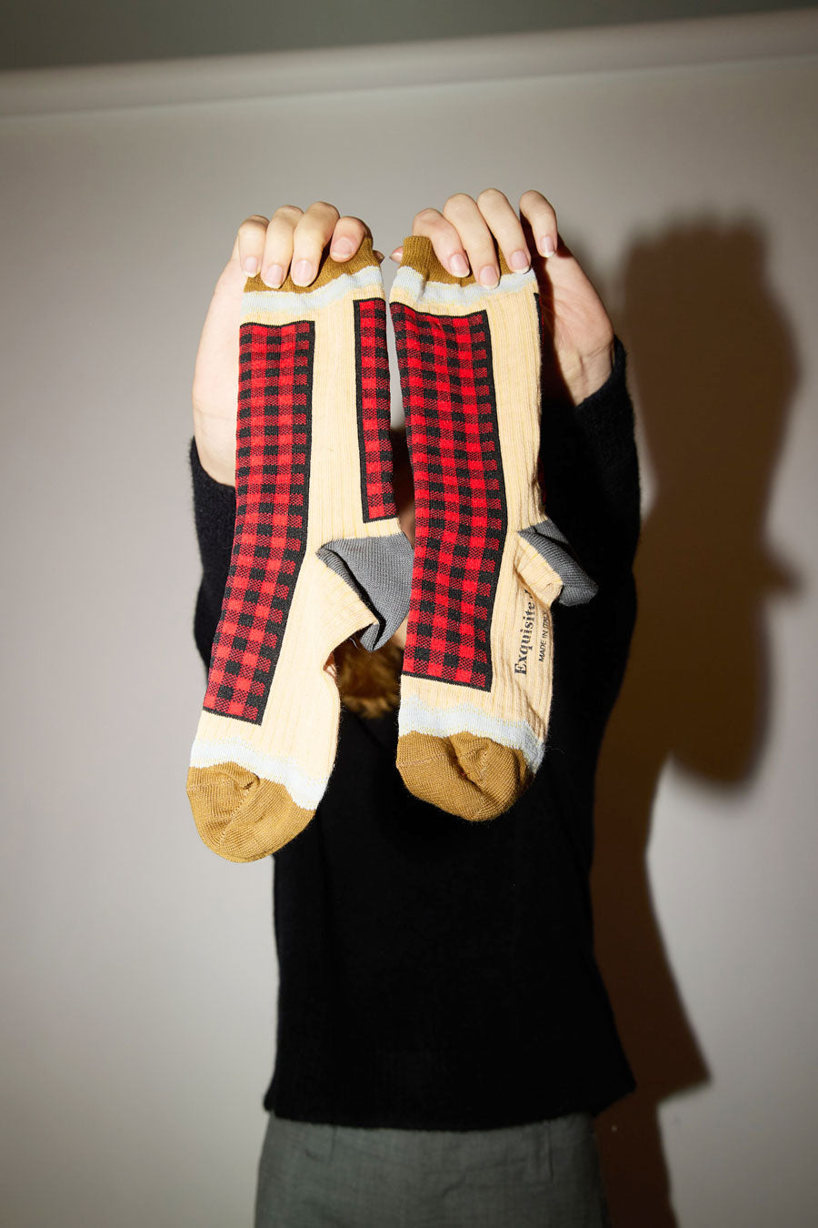 Exquisite J Moods Tartan Socks in Red