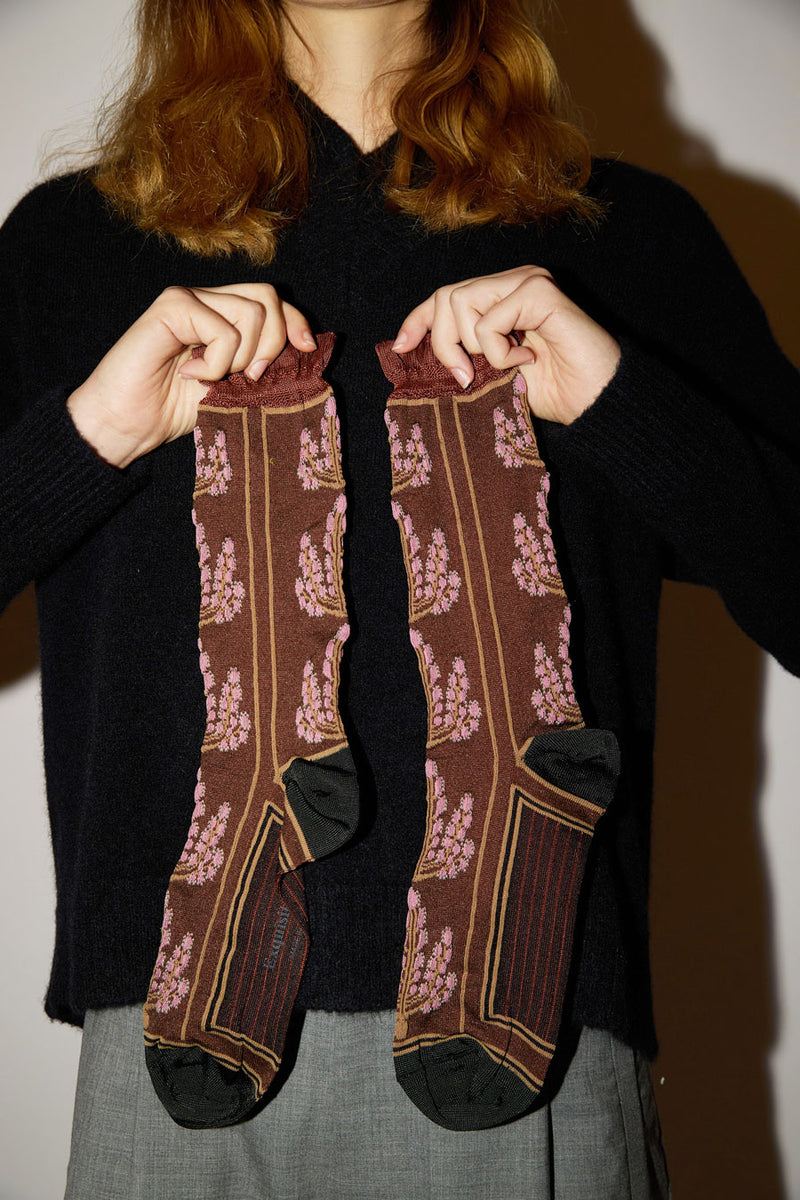 Exquisite J Mughetto Ramage Socks in Camel